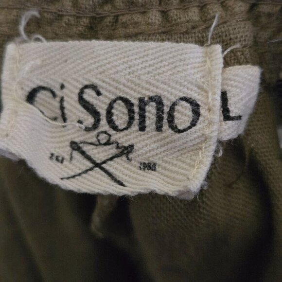 Ci Sono Olive Linen Blend Pull On Cropped Straight Leg Pants Size L - Picture 5 of 6